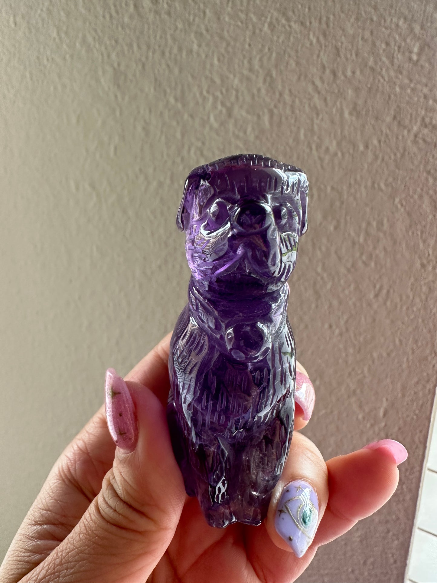 Amethyst Dog Carving