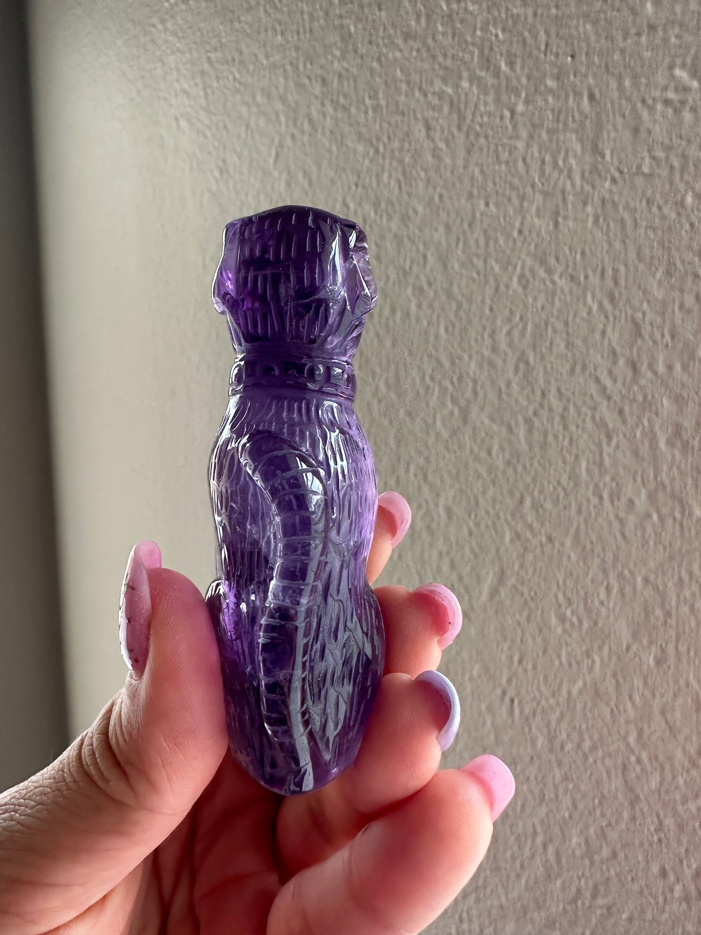 Amethyst Dog Carving