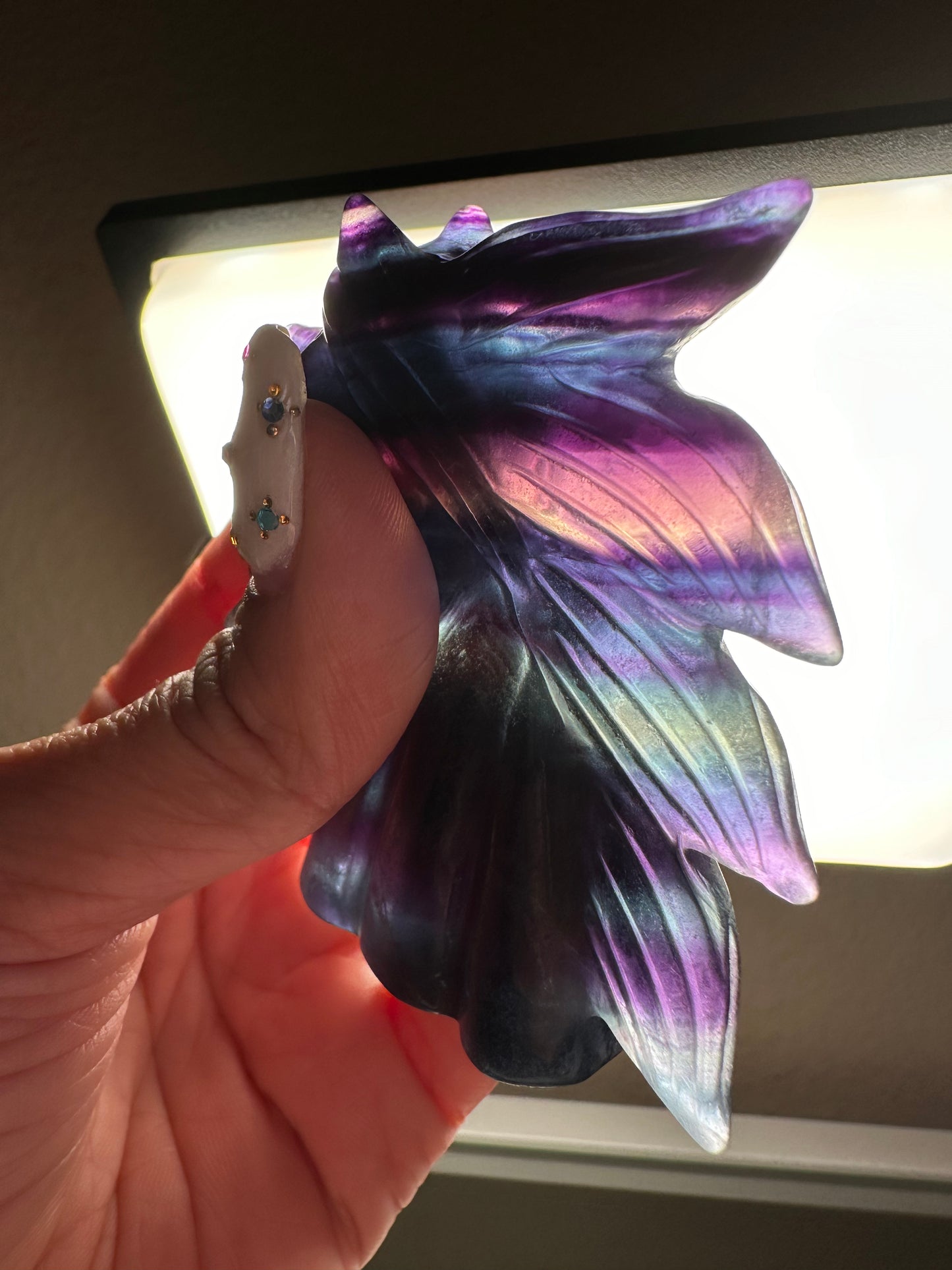 Majestic Unicorn Made of Rainbow Fluorite